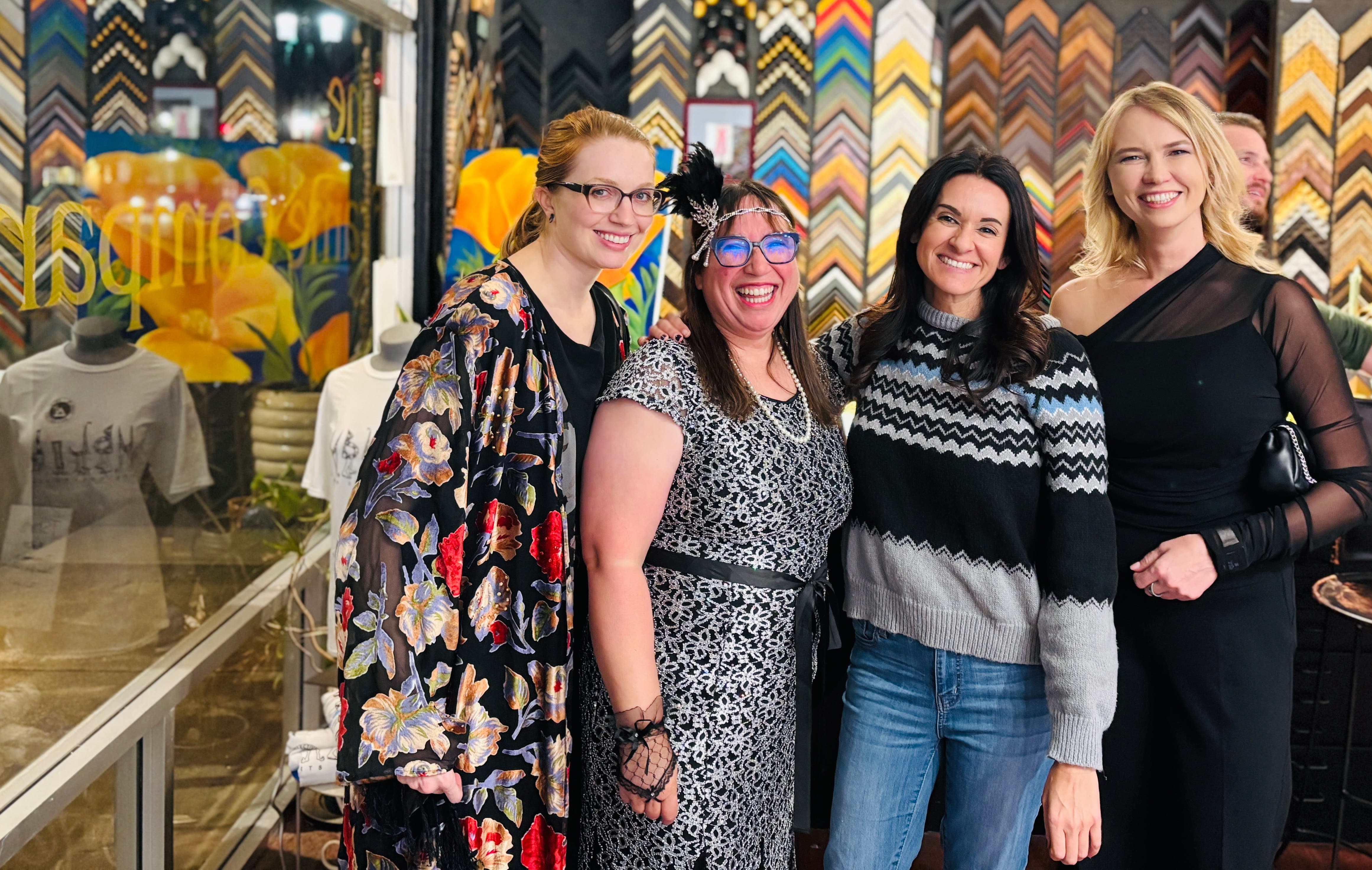 group of women at art show