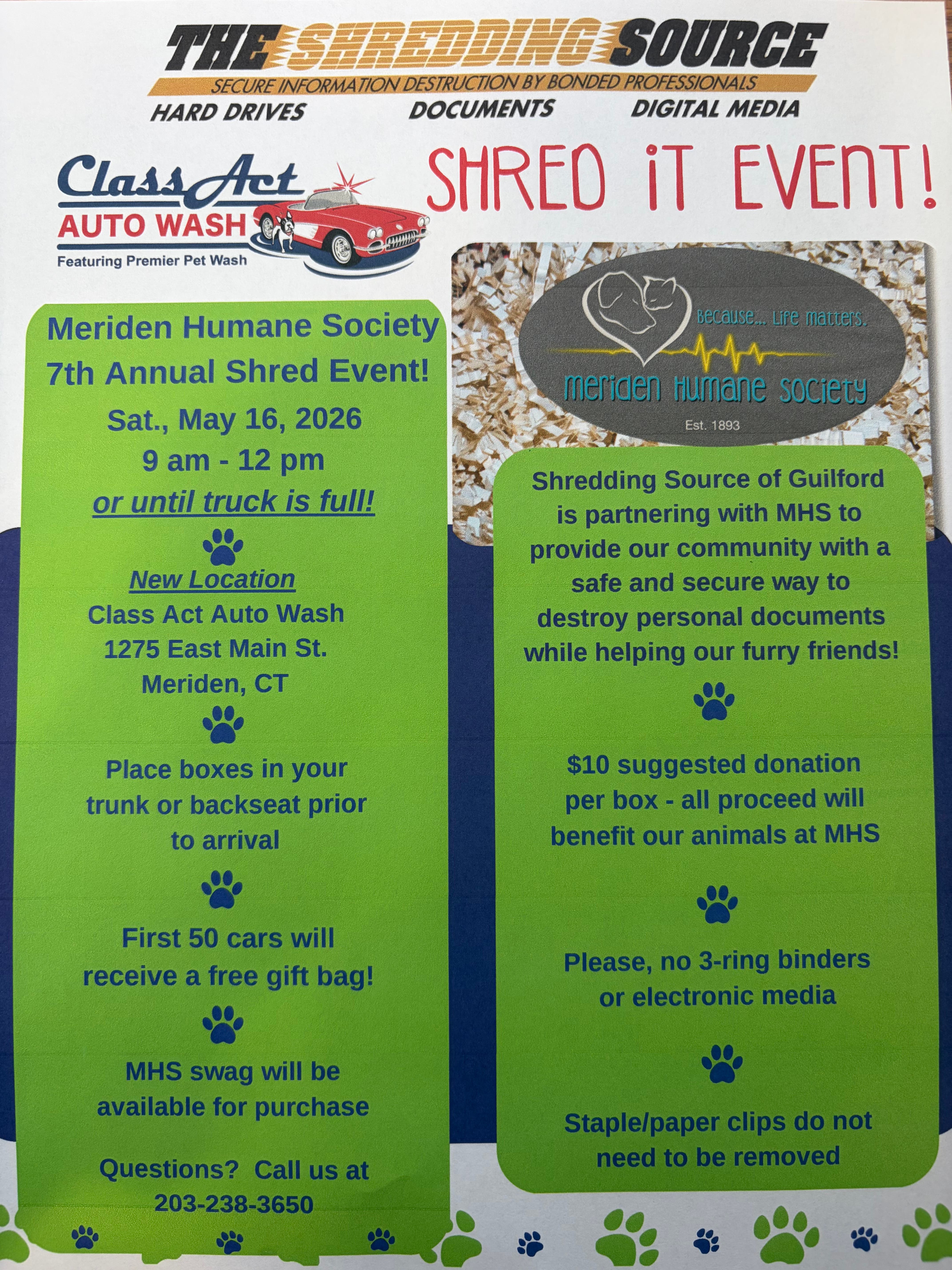 Shred Event - 7th Annual for Meriden Humane Society!