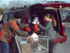 Aurora Area Interfaith Food Pantry donated stockings during a drive-thru giveaway on Wednesday.