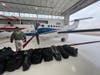 The supplies-filled plane departWS Aurora Municipal Airport around 10:30 a.m. Tuesday and is headed for New York City, where the goods will be transferred onto an international flight to Poland.