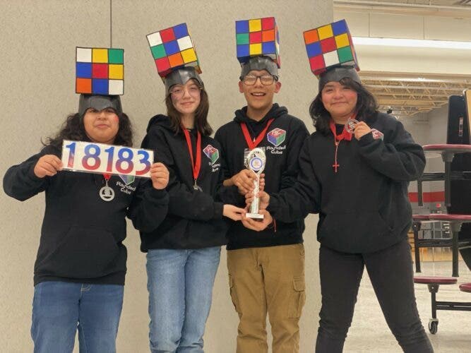 Cowherd Middle School students Christian Chavez and Karen Badillo and Magnet Academy students Sophie Escobedo-Resendiz and Christopher Carmona-Mendoza participated in the challenge.