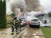 A total of 28 firefighters responded to a house in the 500 block of North Park Avenue calls came in about a blaze starting in the attached garage.