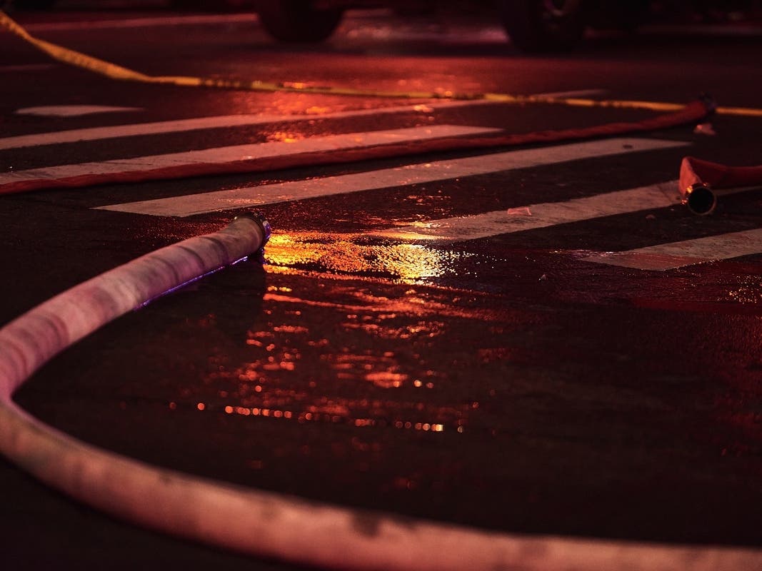 A large fire and water main break occurred late Wednesday morning in Oswego, officials said.