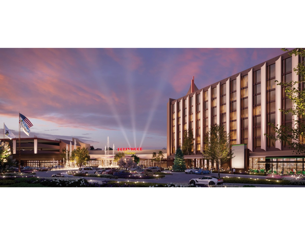 A rendering shows the future Hollywood Casino. The resort at Farnsworth Avenue and Bilter Road will replace the current riverboat casino on the Fox River.