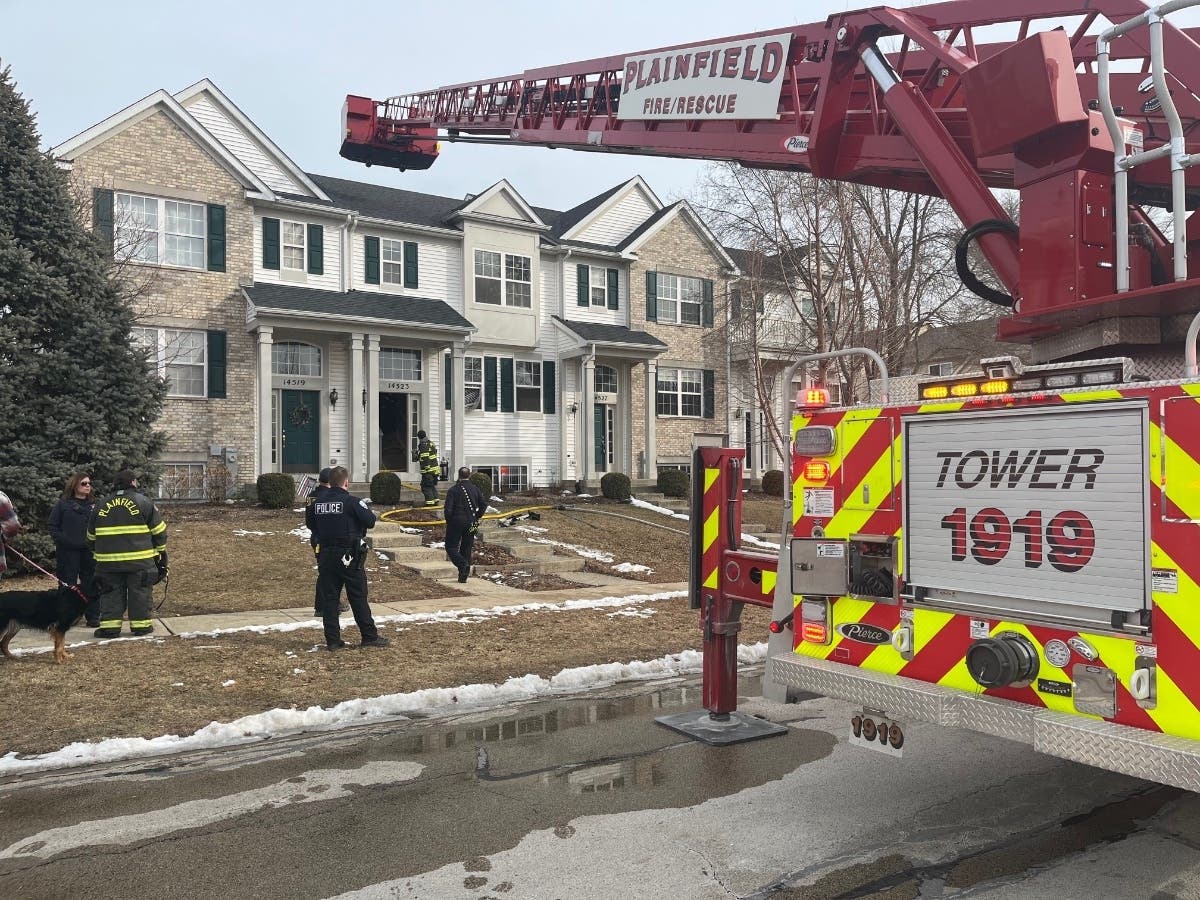 A fire started Monday afternoon in the utility room of a townhouse in Plainfield, officials said.