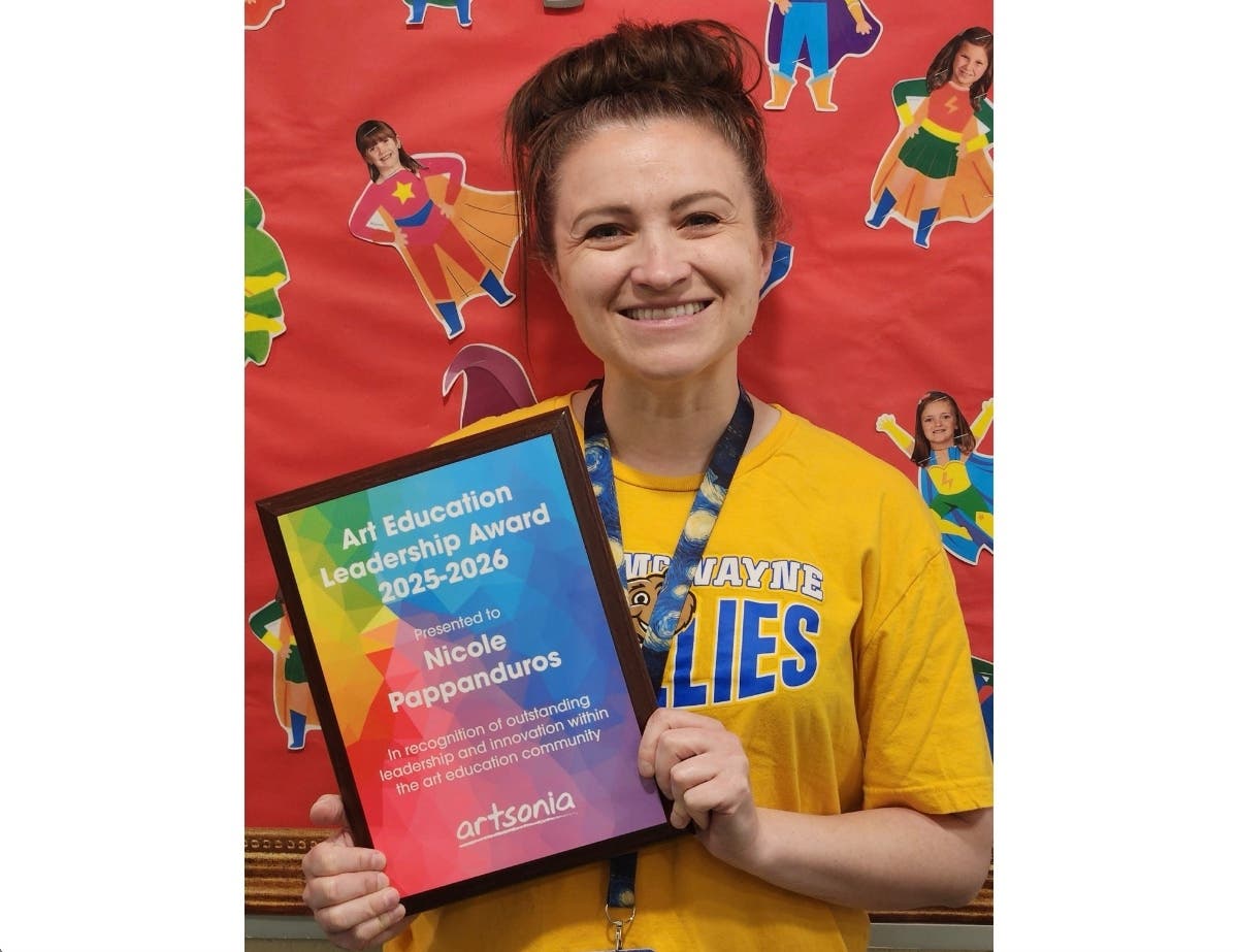 Nicole Pappanduros, an art instructor at Grace McWayne Elementary School, was named a recipient of Artsonia's 2026 Art Education Leadership Award.