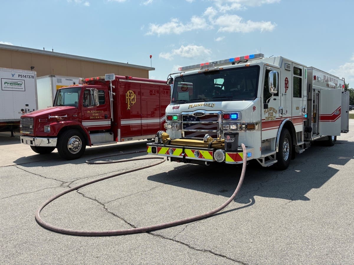 A 55-gallon tank of sulfuric acid spilled Tuesday morning in the 24000 block of 143rd Street in Plainfield, the Plainfield Fire Protection District said.