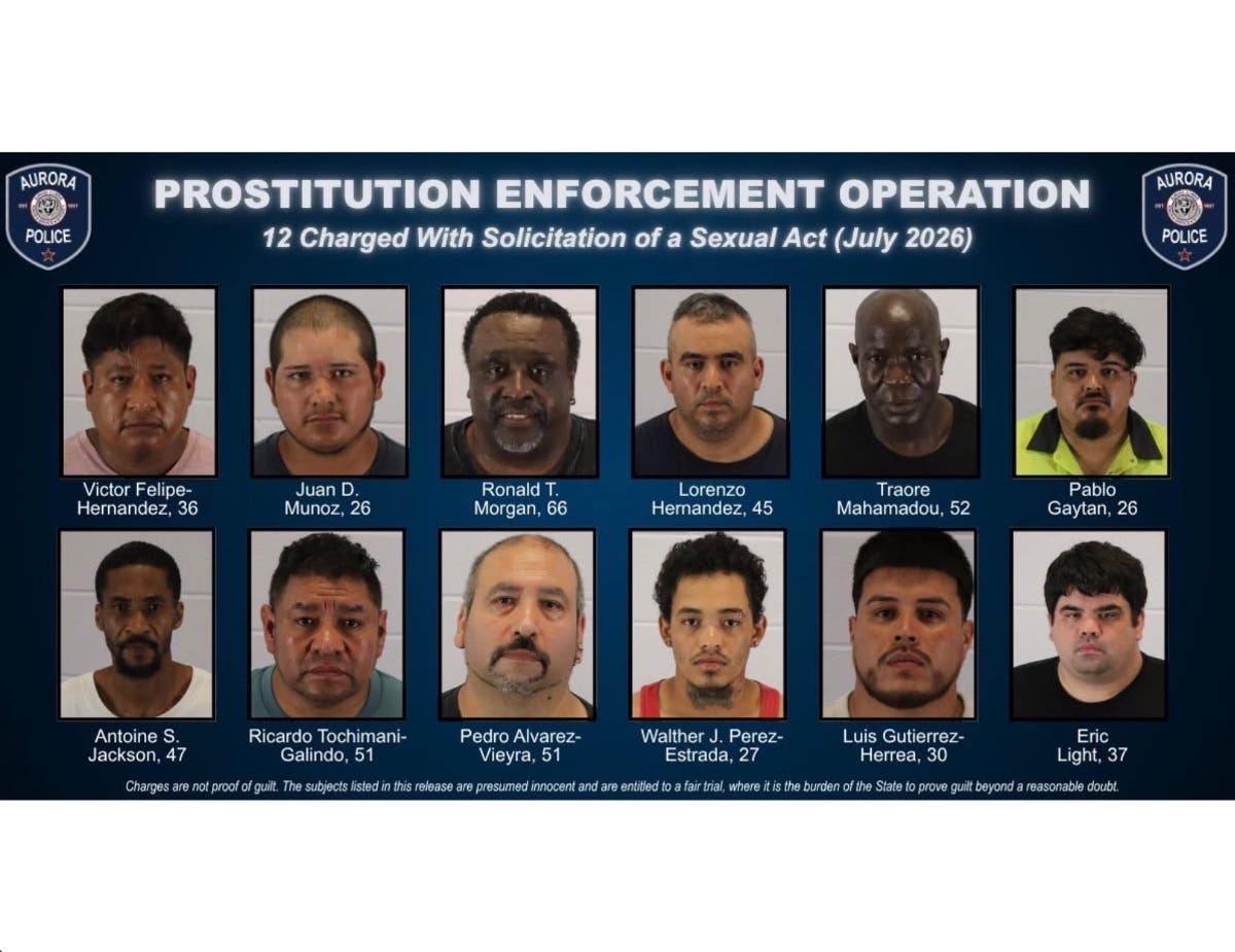 A dozen men were taken into custody earlier this month in connection with an investigation into complaints and reported prostitution activity in the downtown area, police said Tuesday.