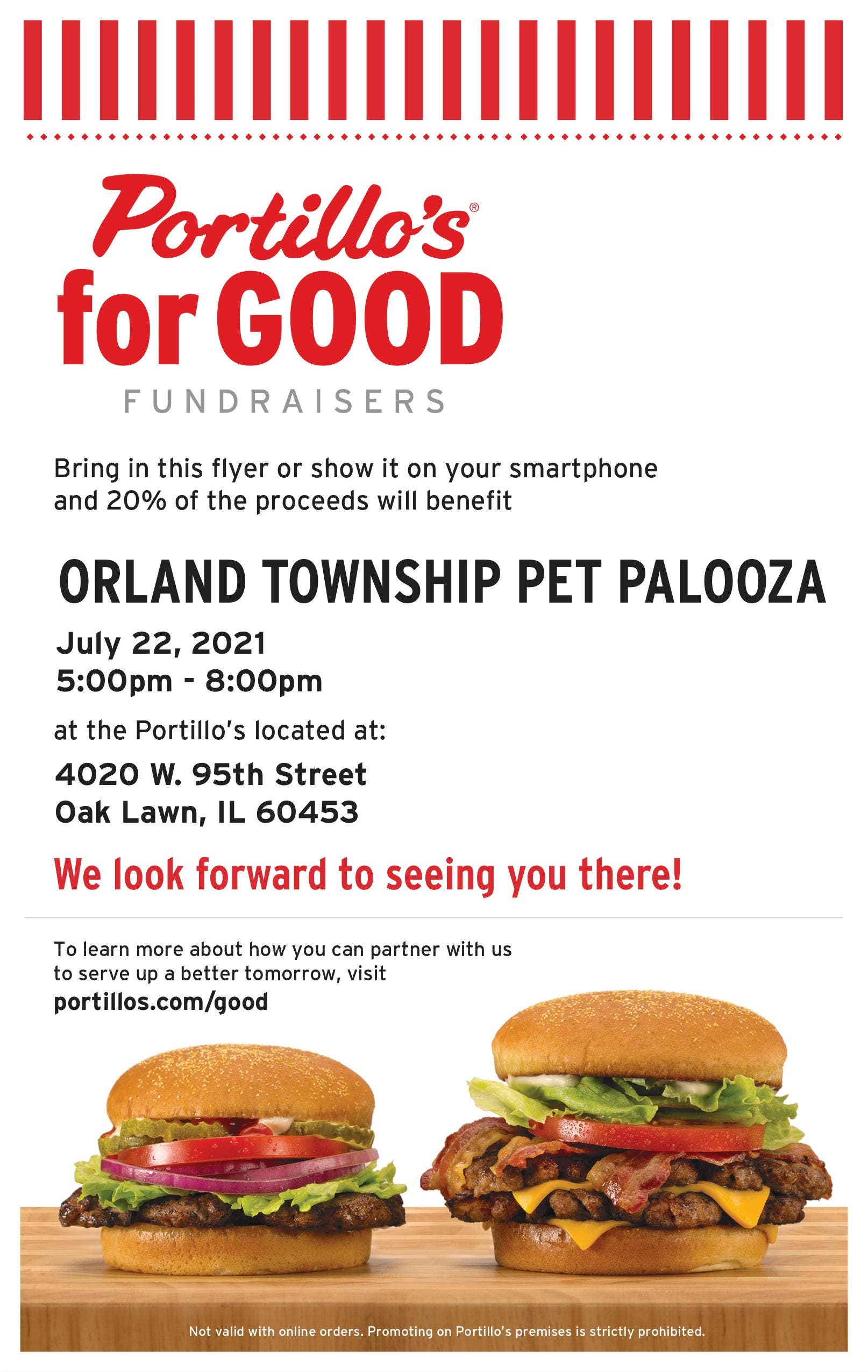Jul 22 PORTILLO'S FOR GOOD Supporting PetPalooza (Orland Township