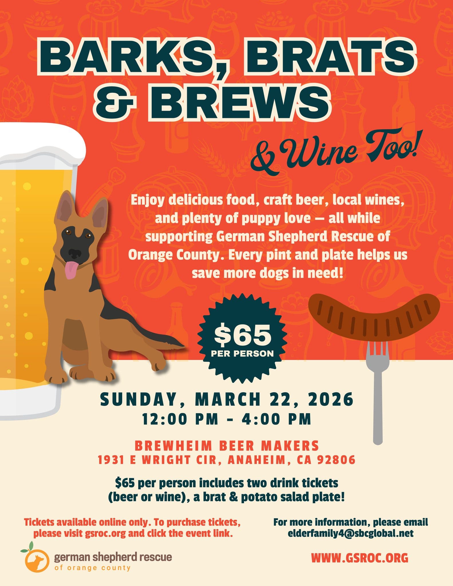 Barks, Brats and Brews -- A Fundraiser for German Shepherd Rescue of OC