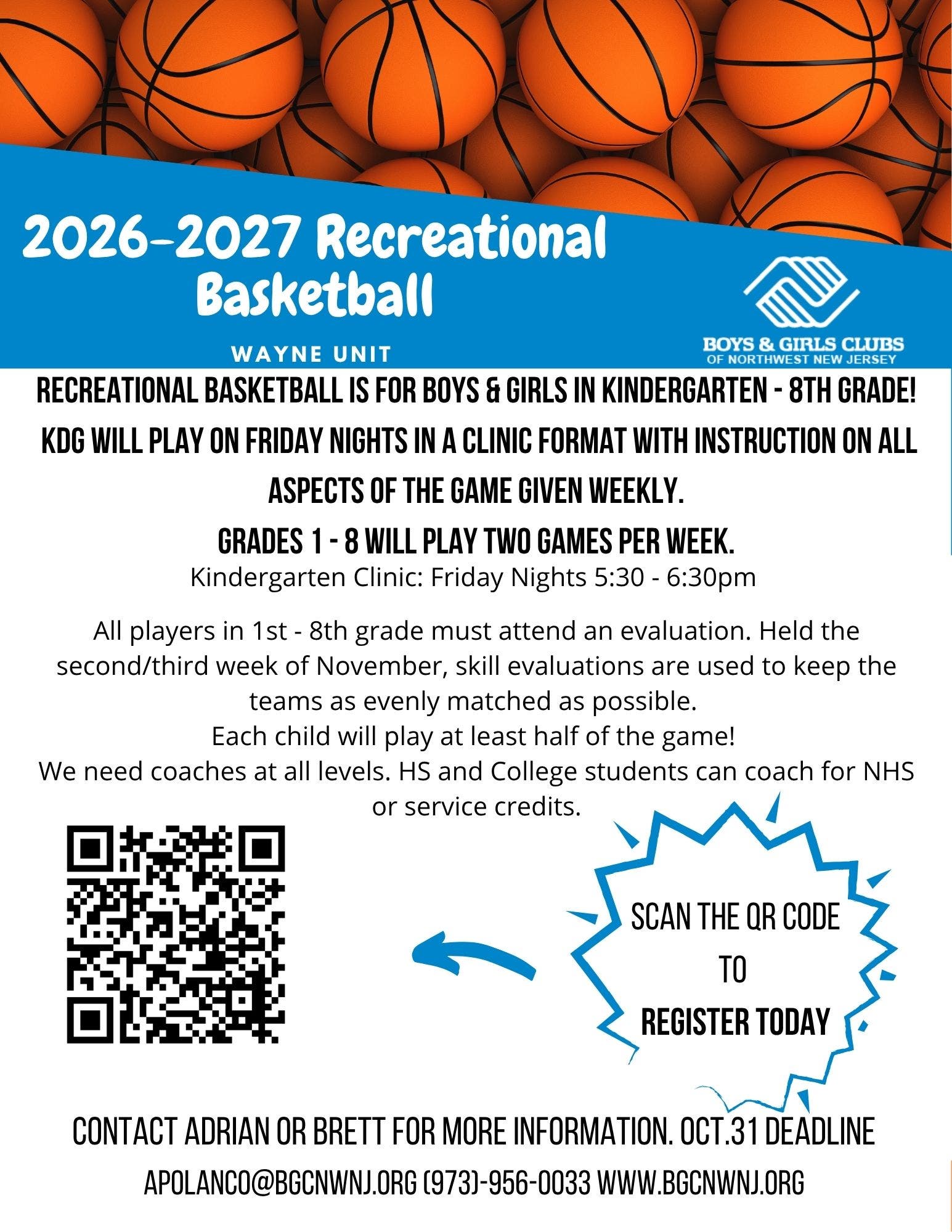 Recreational Basketball Wayne Boys and Girls Club