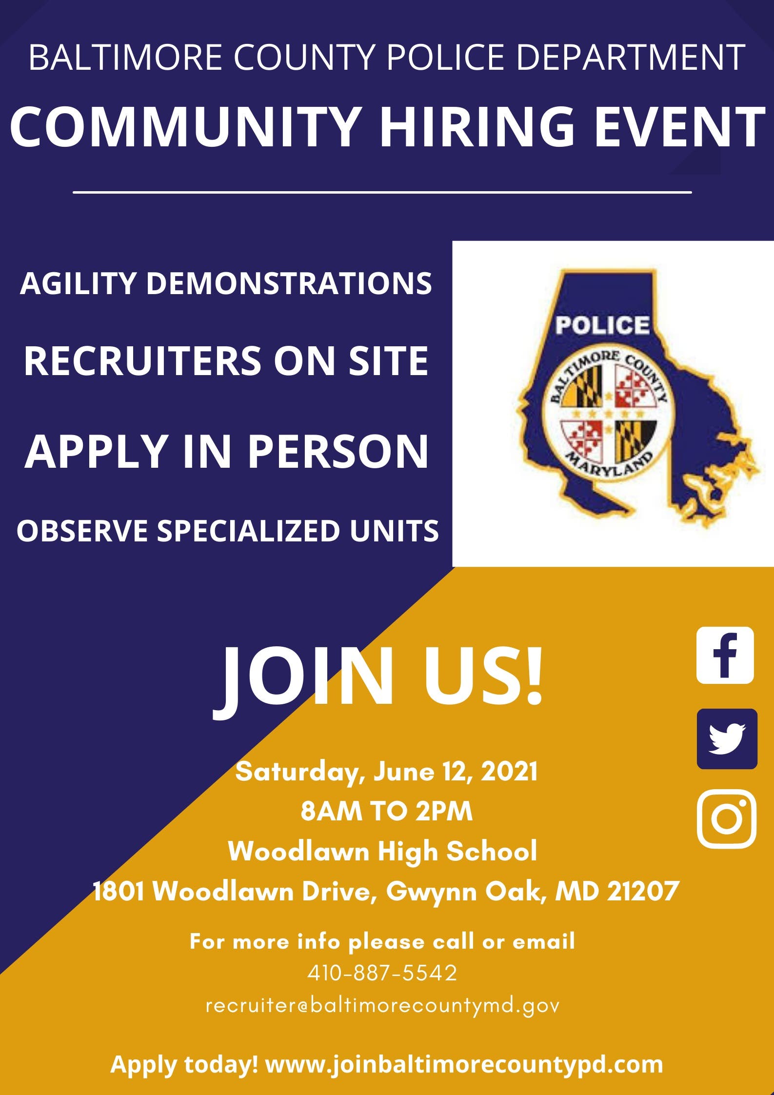 Jun 12 Baltimore County Police Department Community Hiring Event
