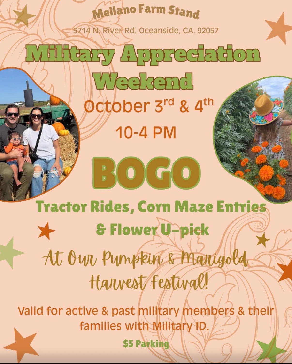 Military Appreciation Weekend at Mellano Farm Stand’s Marigold & Pumpkin Festival