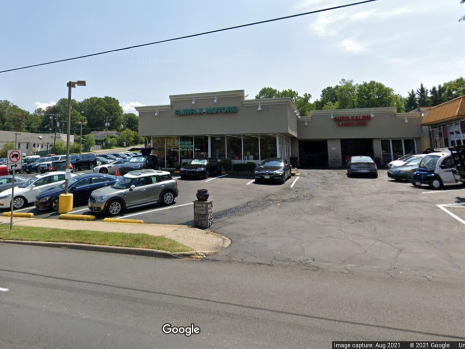 Fairfax City Police noticed around 1:47 a.m. on Tuesday that the front glass door of Fairfax Motors on Main Street was shattered. 