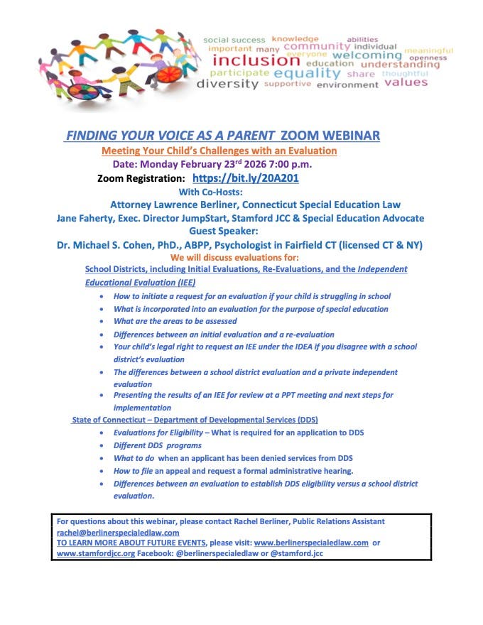 **NEW DATE** Finding Your Voice as a Parent Webinar: Special Education and DDS Evaluations