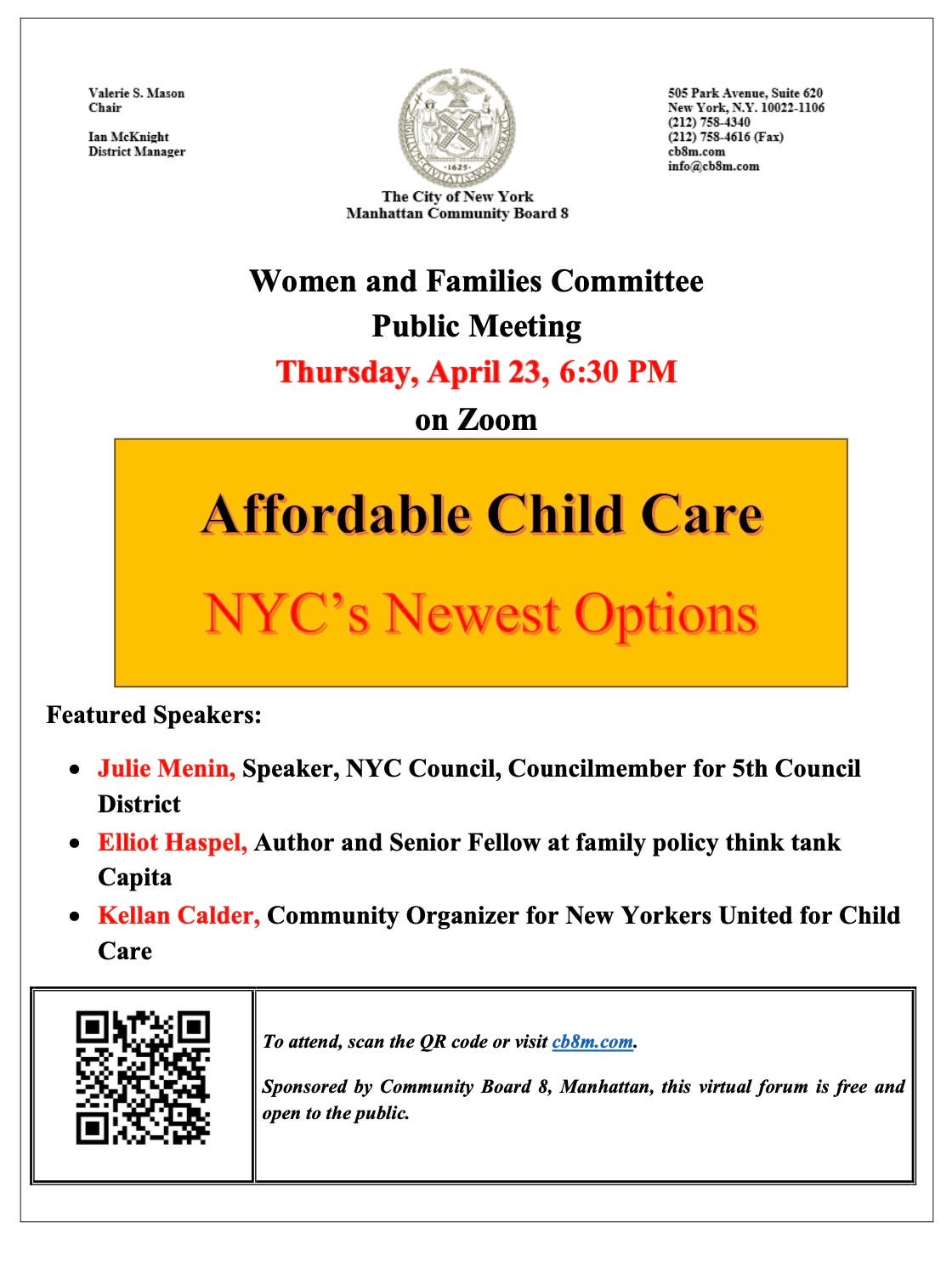 Public Forum: Affordable Child Care in NYC