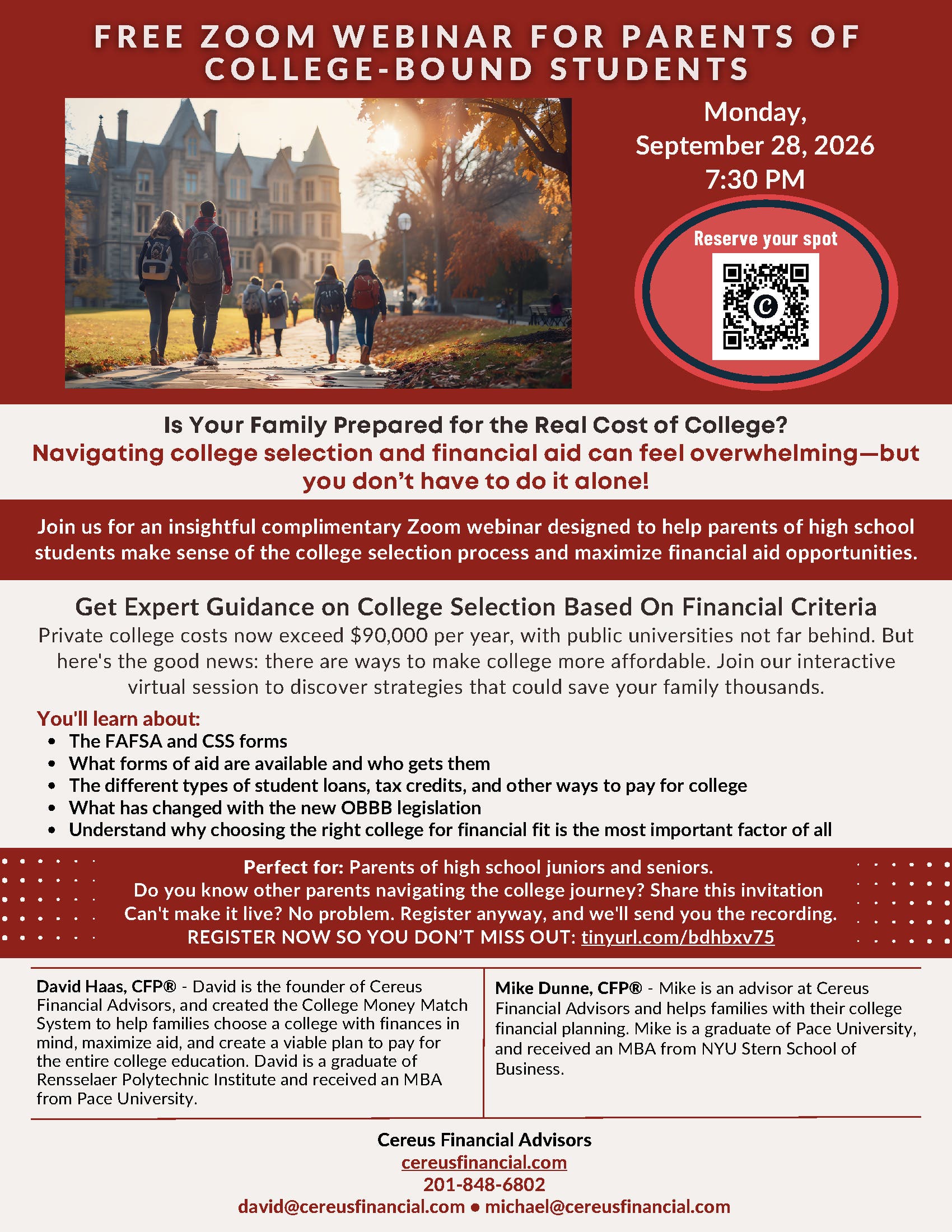 College Financial Aid Free Webinar