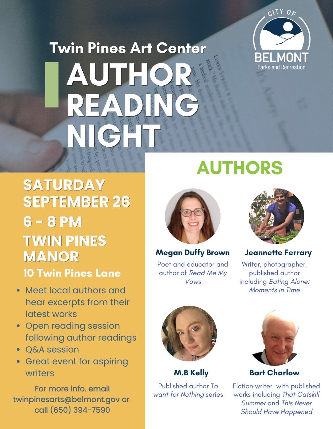 Twin Pine Arts Center Author Reading Night