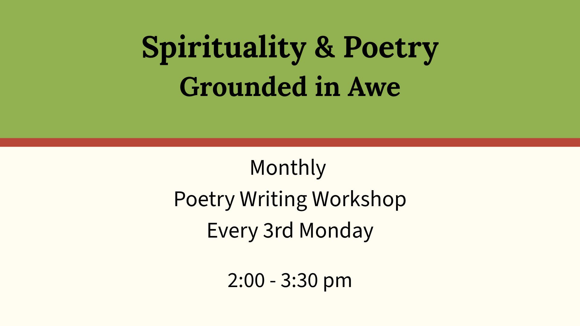 Spirituality & Poetry: Grounded in Awe - Poetry Writing Workshop