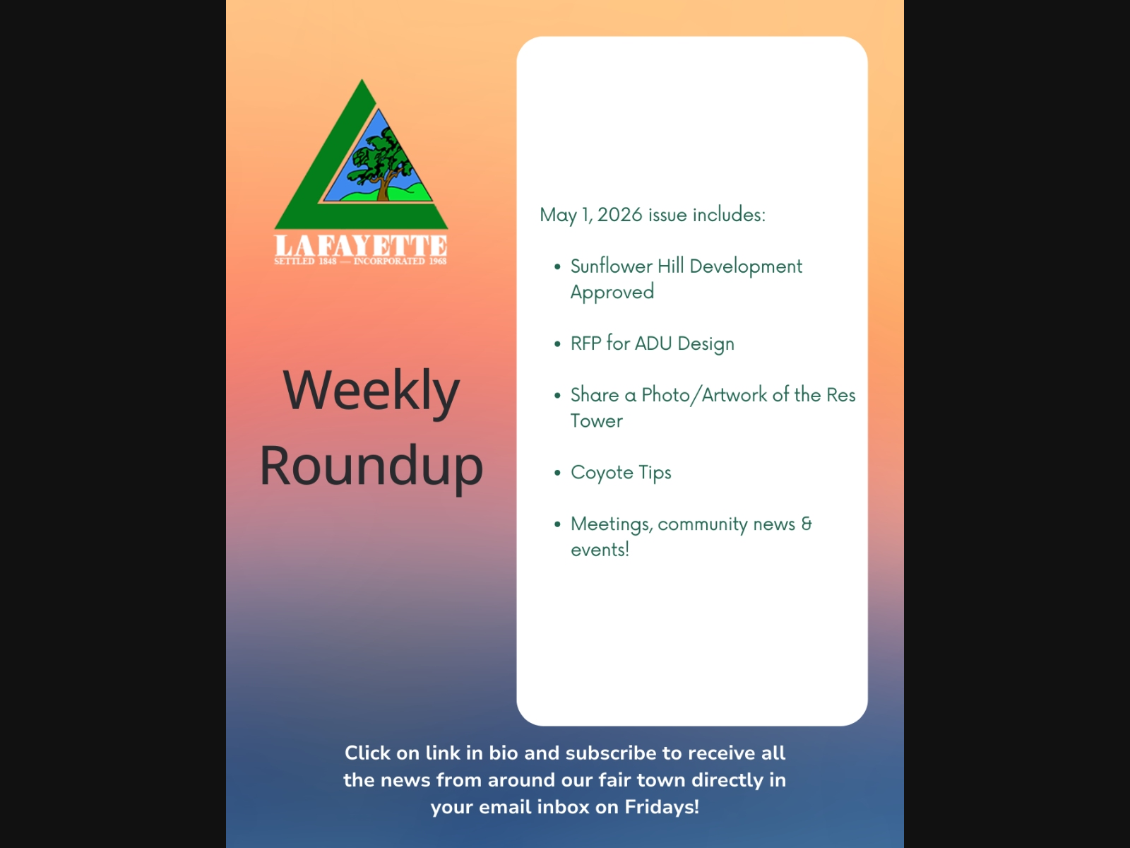 Weekly Roundup Graphic for May 1