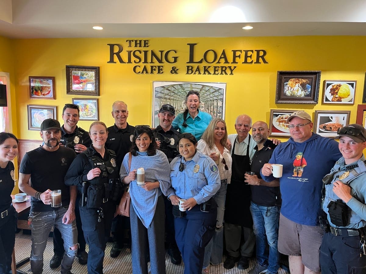 Group at the Lafayette Police Department's recent “Coffee with the Cops” event at Rising Loafer in downtown Lafayette
