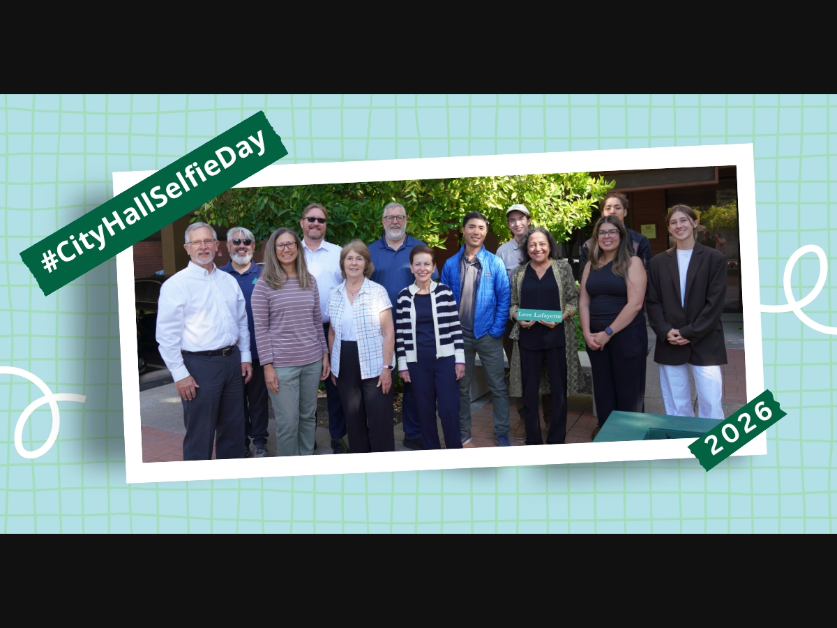 Some City of Lafayette Employees pose for a photo for #CityHallSelfieDay