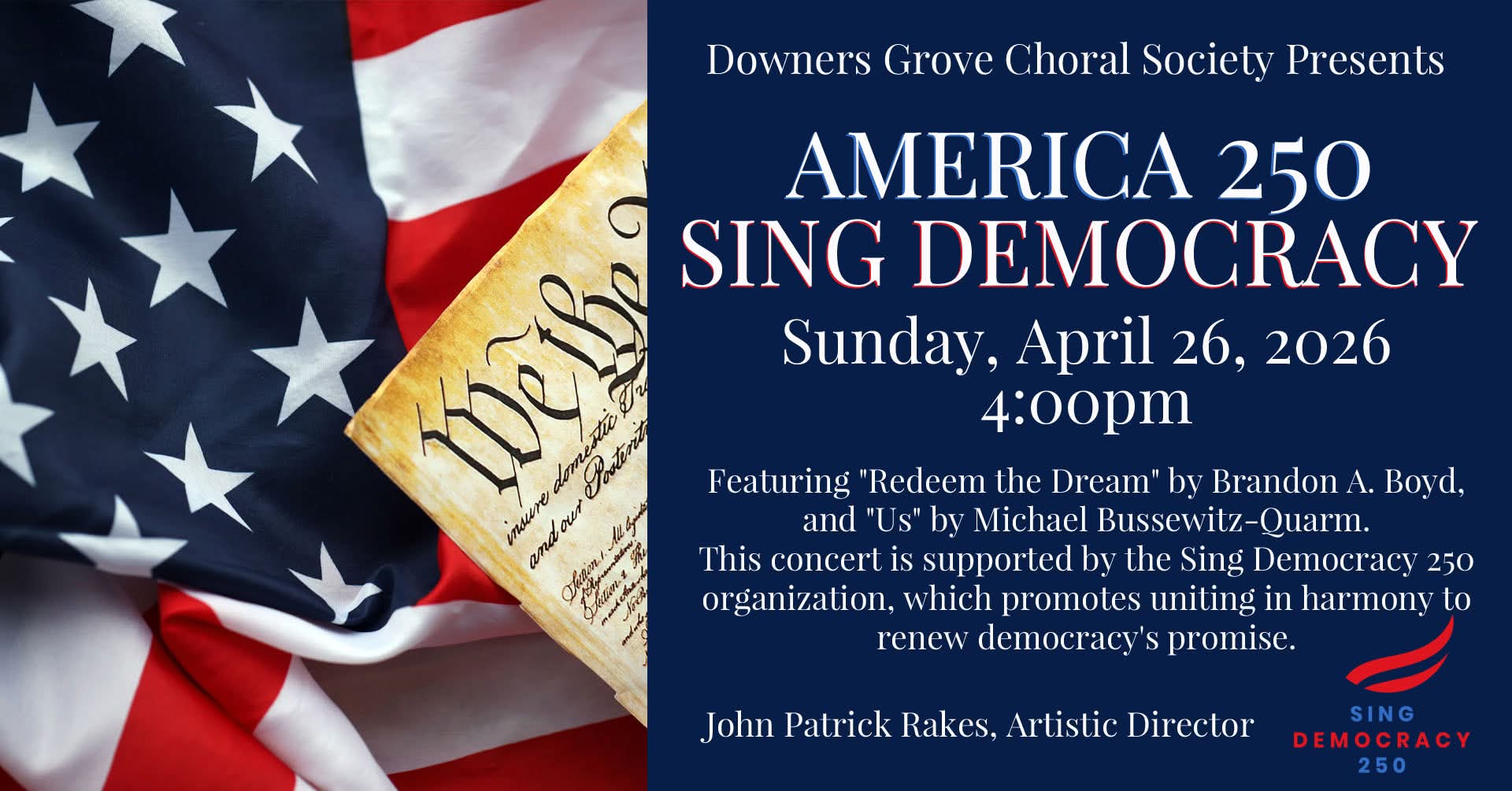 Downers Grove Choral Society Presents "America 250: Sing Democracy"