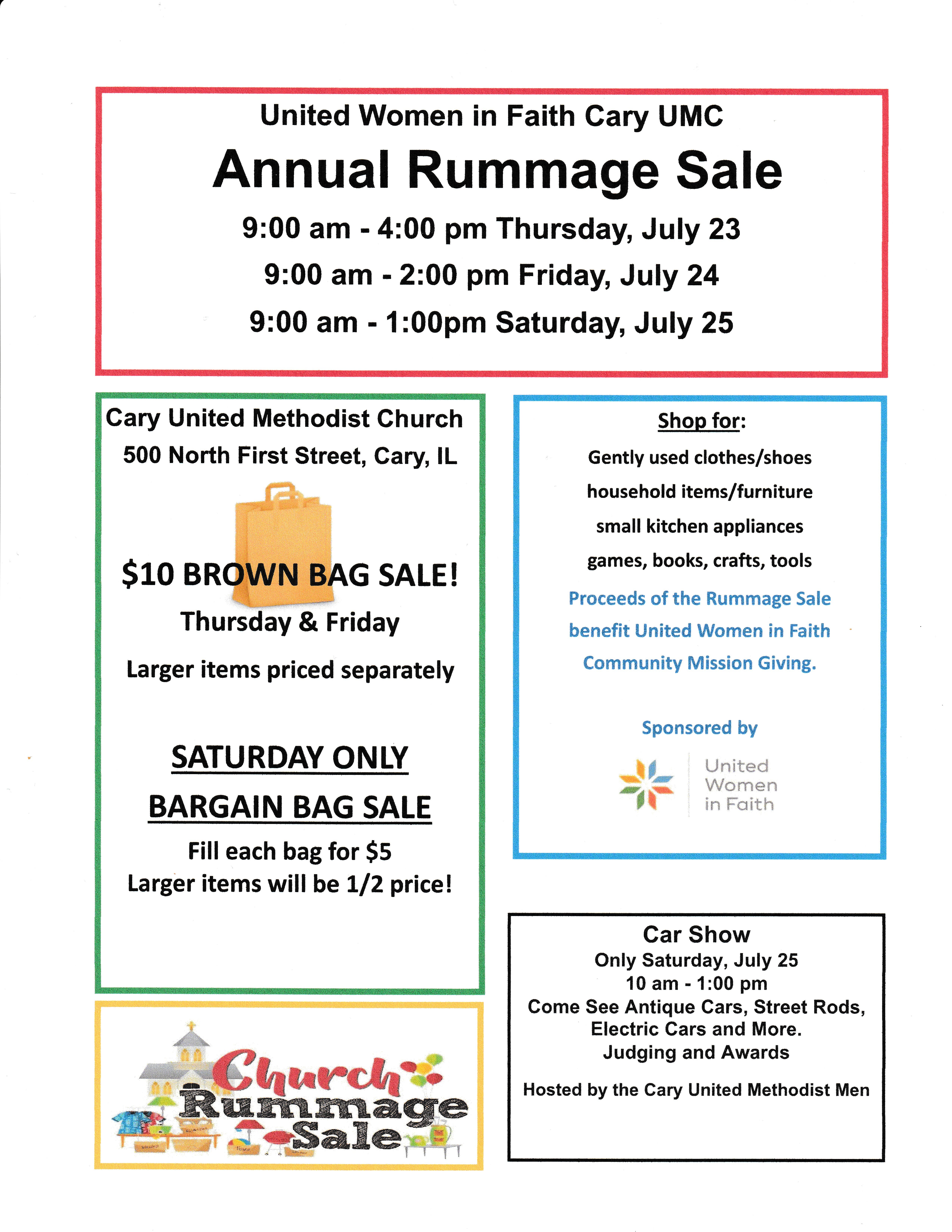 United Women In Faith Cary UMC Annual Rummage Sale