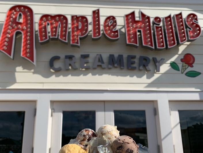 Ample Hills Creamery's former location at Disney's Boardwalk Resort is pictured. The ice cream shop closed when Ample Hills filed for bankruptcy, but its owners are back: "The Social," their new ice cream shop, opened in Brooklyn on Sunday.