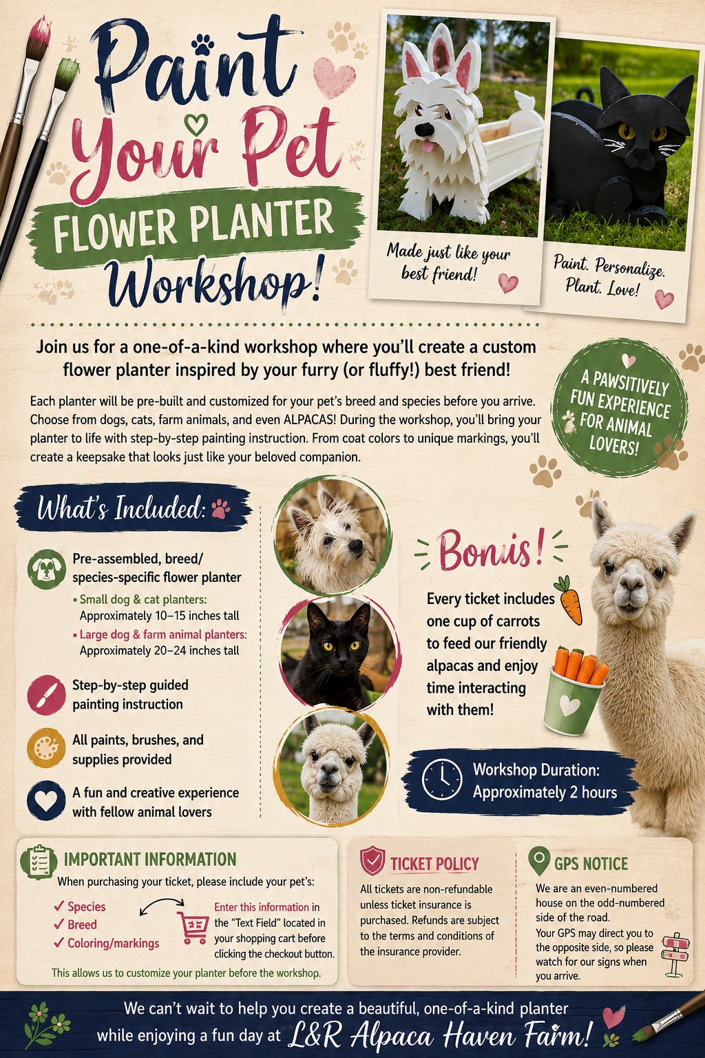 Paint Your Own Pet Flower Planter Workshop