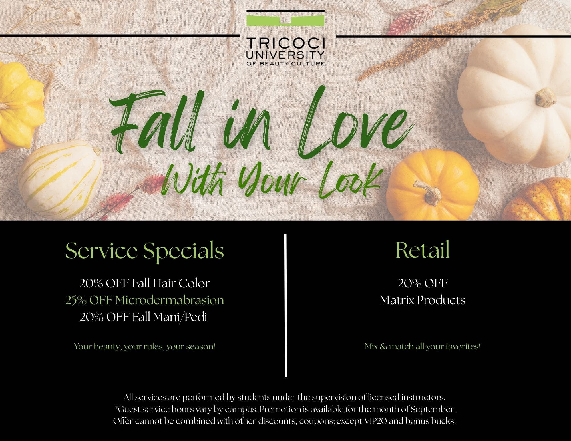 September Promos: Tricoci University of Beauty Culture