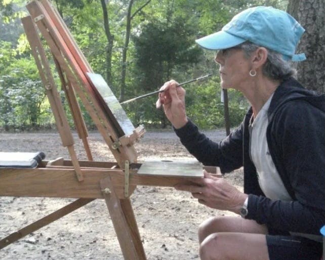 Artist Celeste Fondaco painting "En Plein Aire"