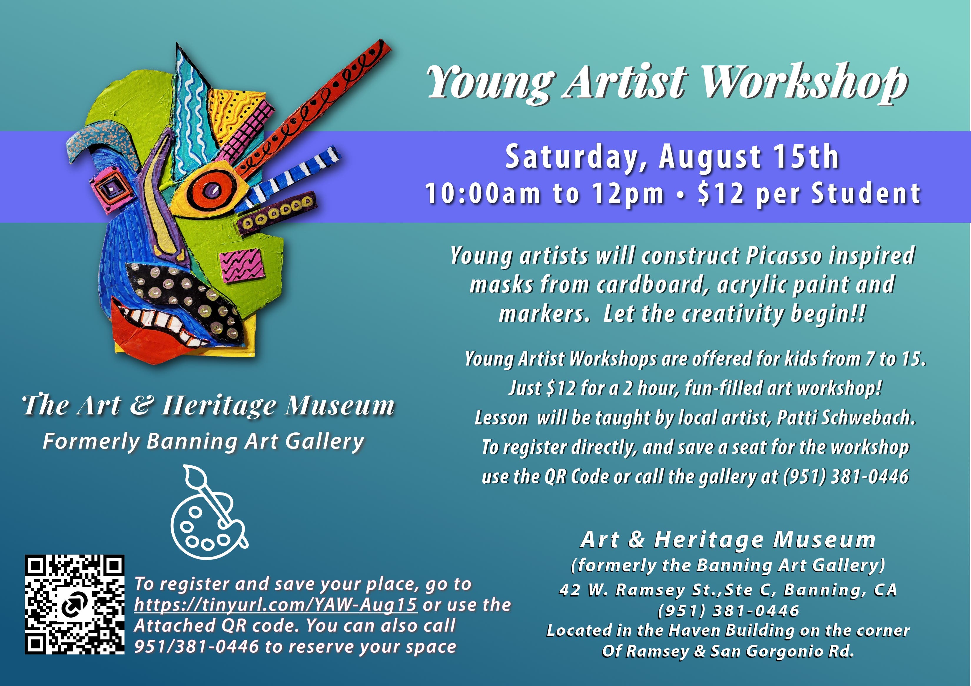 Young Artist Workshop ~ only $12 per student!
