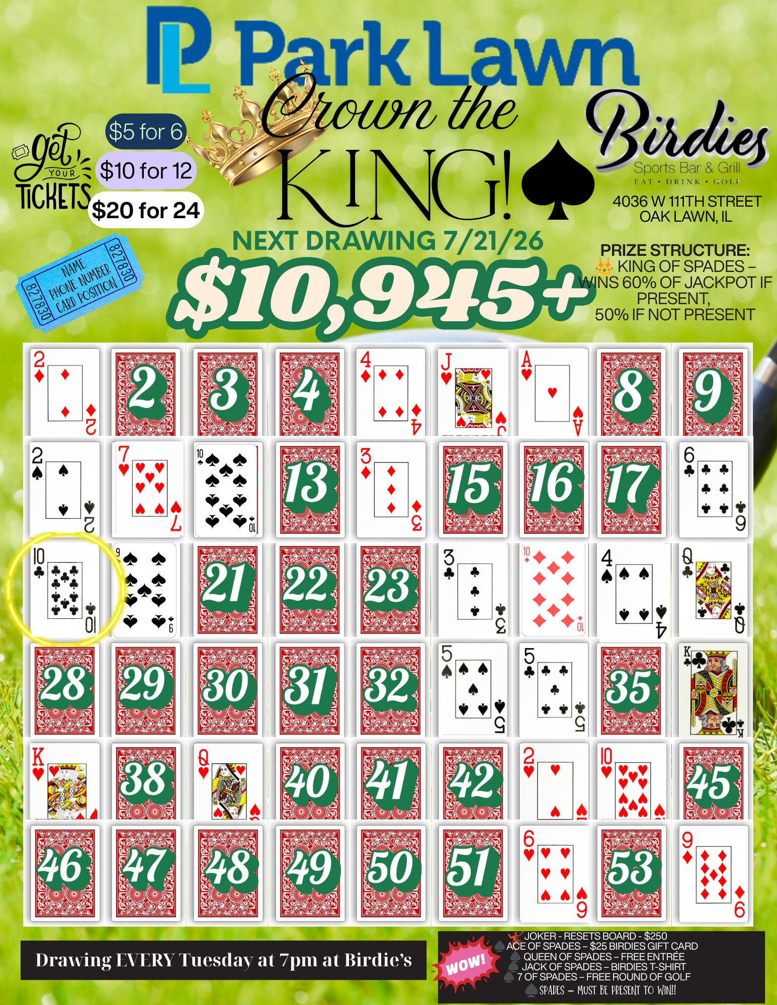 Crown the King at Birdies | Jackpot Starts at $10,945+