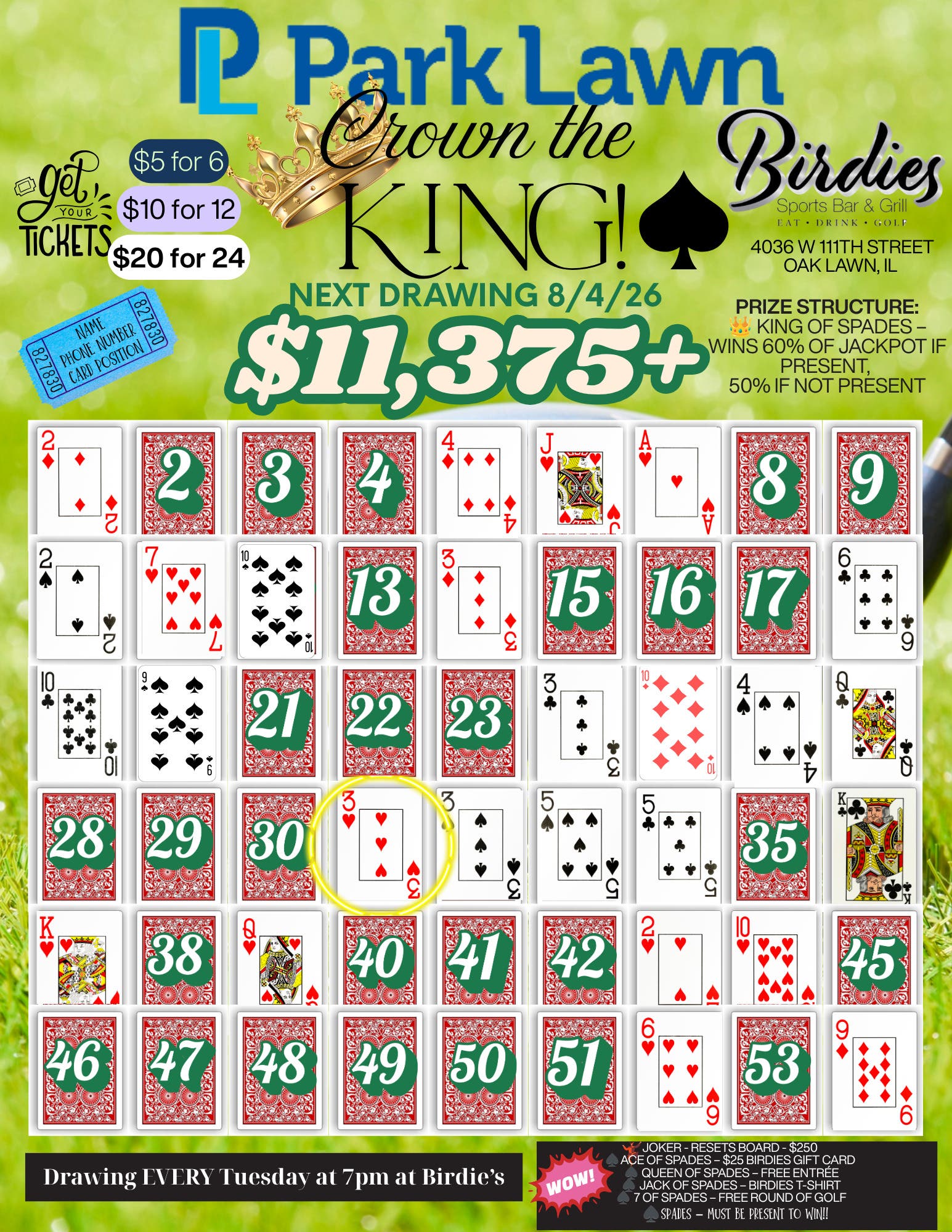 Crown the King at Birdies | $11,375+ Jackpot | Tuesday, August 4