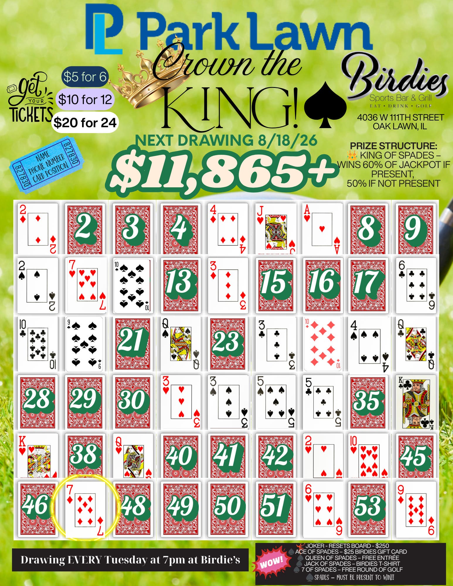 Park Lawn Crown the King – $11,865+ Jackpot & Growing!