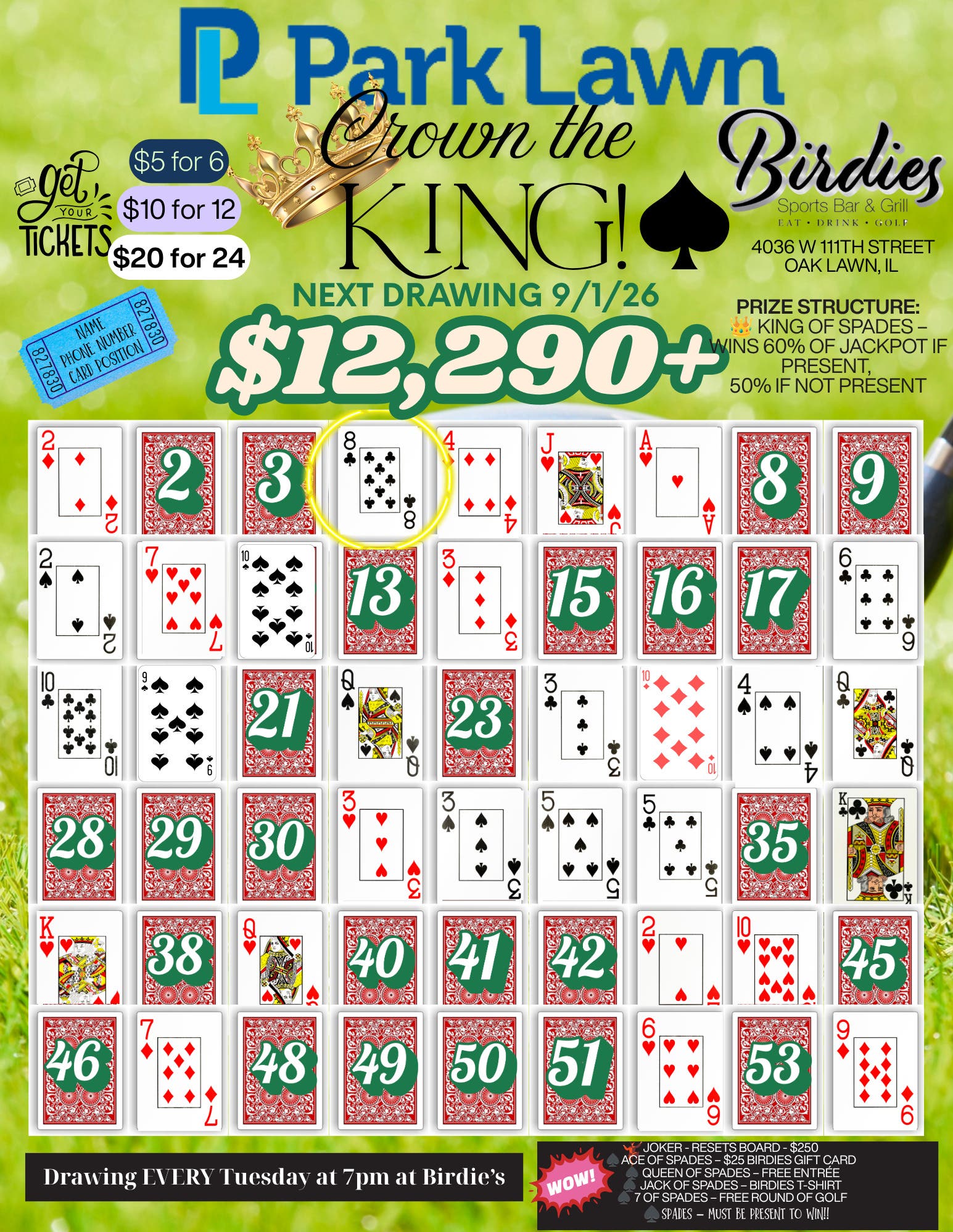 Crown the King at Birdies – $12,290+ Jackpot!
