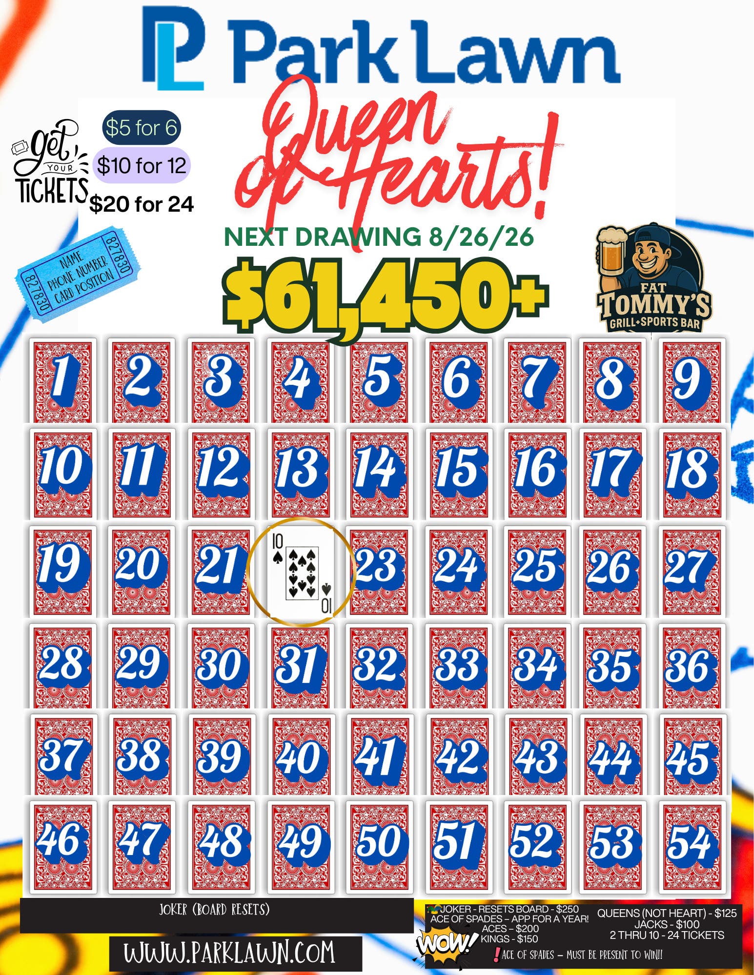 Park Lawn Queen of Hearts – $61,450+ Jackpot and Growing!