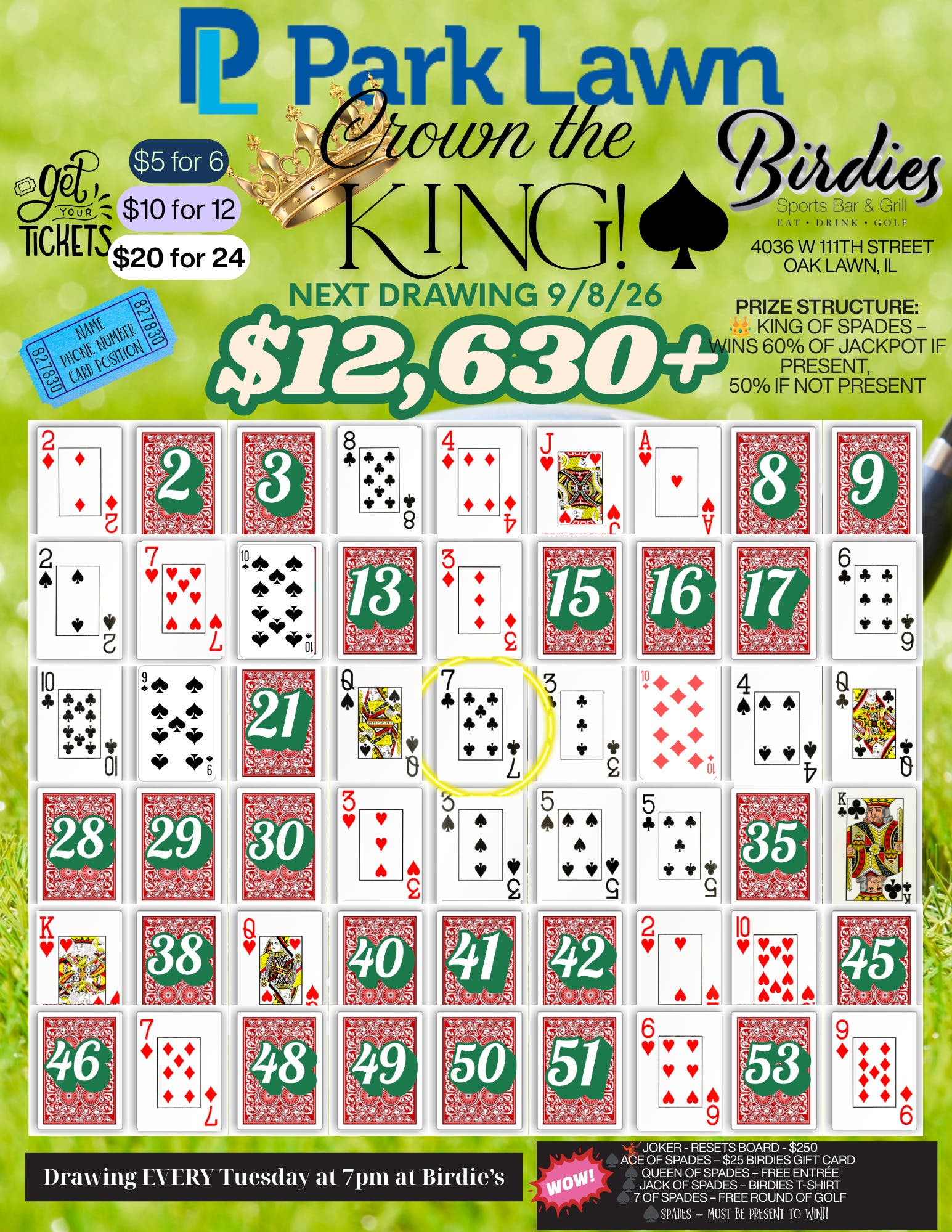 Crown the King at Birdies – Jackpot Over $12,630!