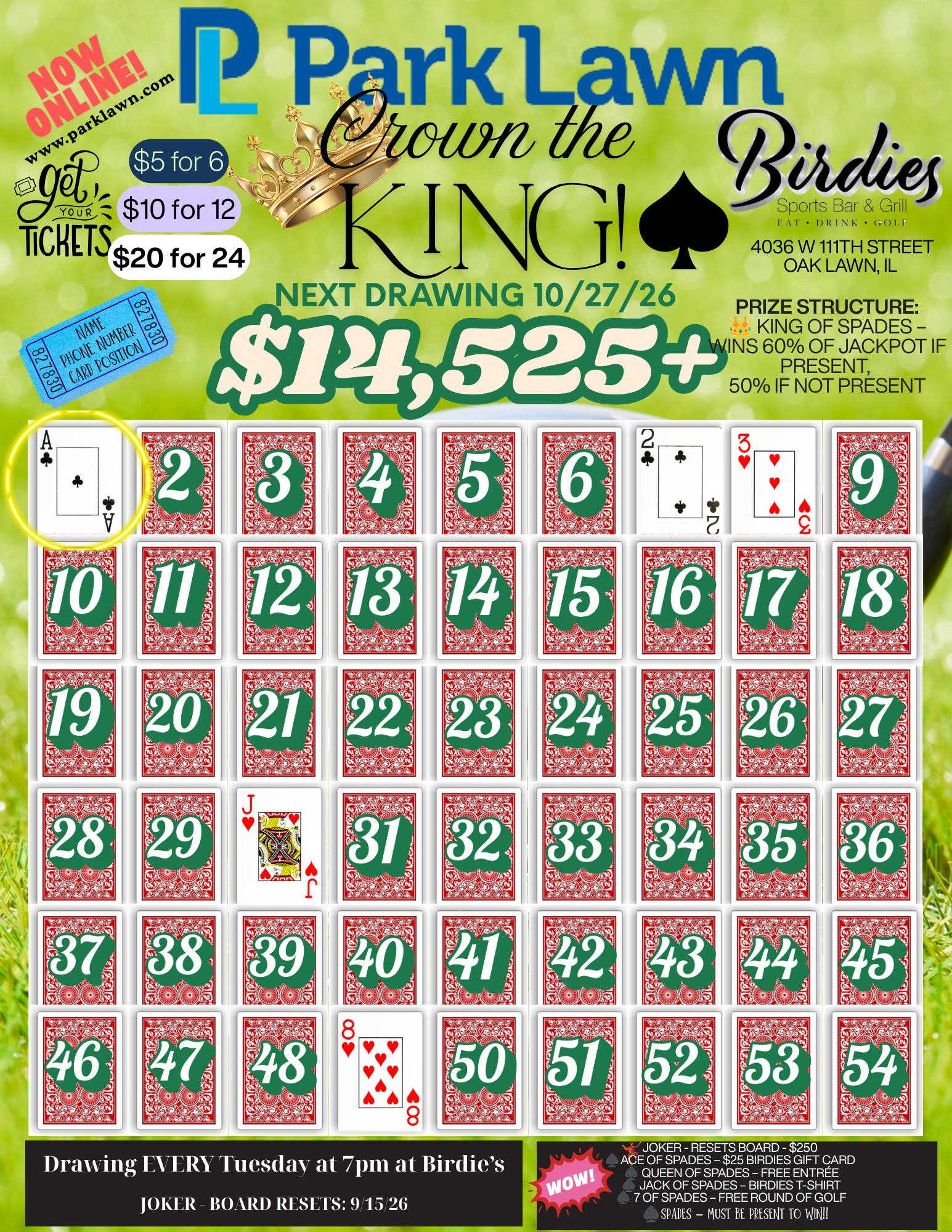 Crown the King at Birdies! $14,525+ Jackpot — Will YOU Find the King of Spades?
