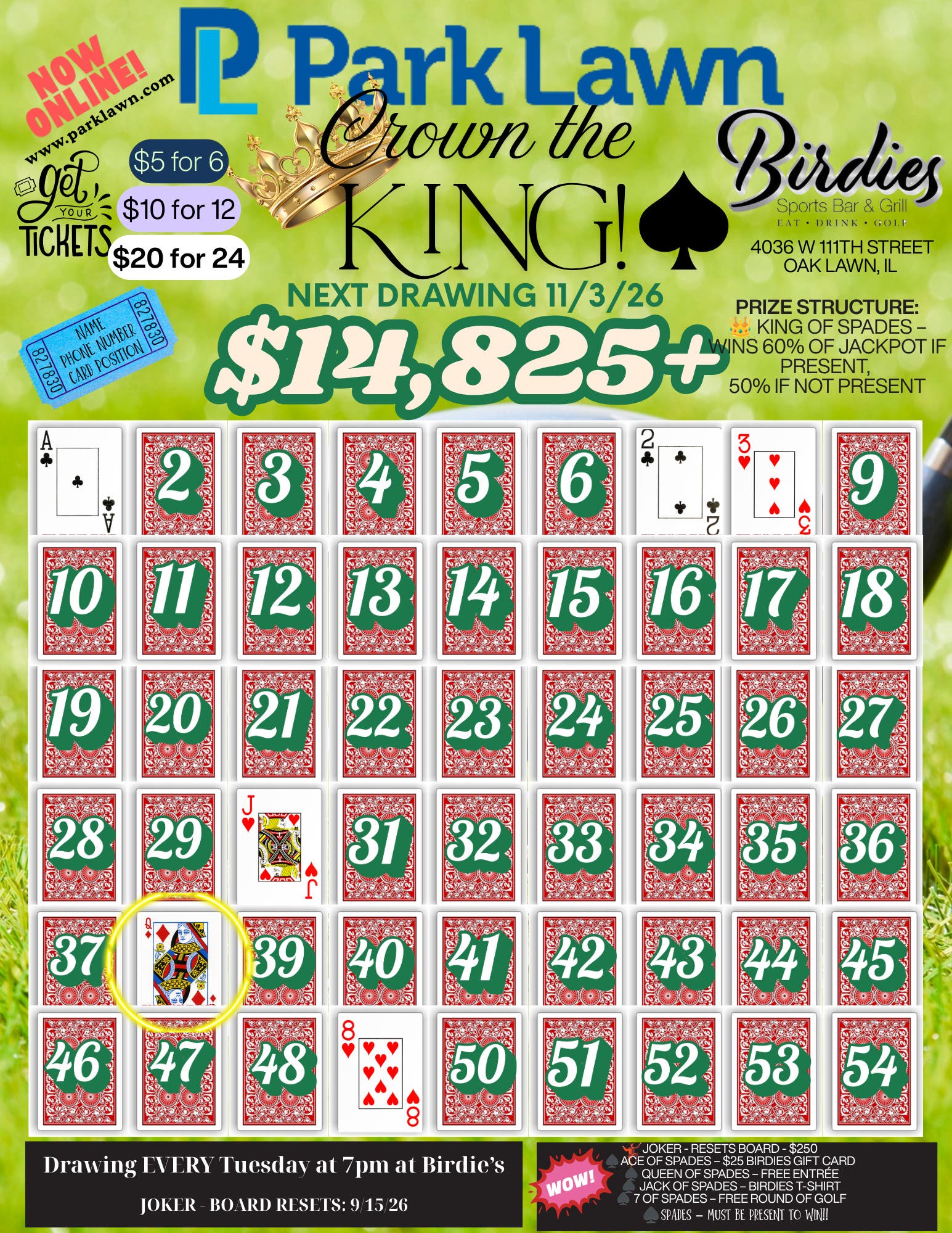 ♠️ Crown the King at Birdie's — $14,825+ Jackpot and Growing!