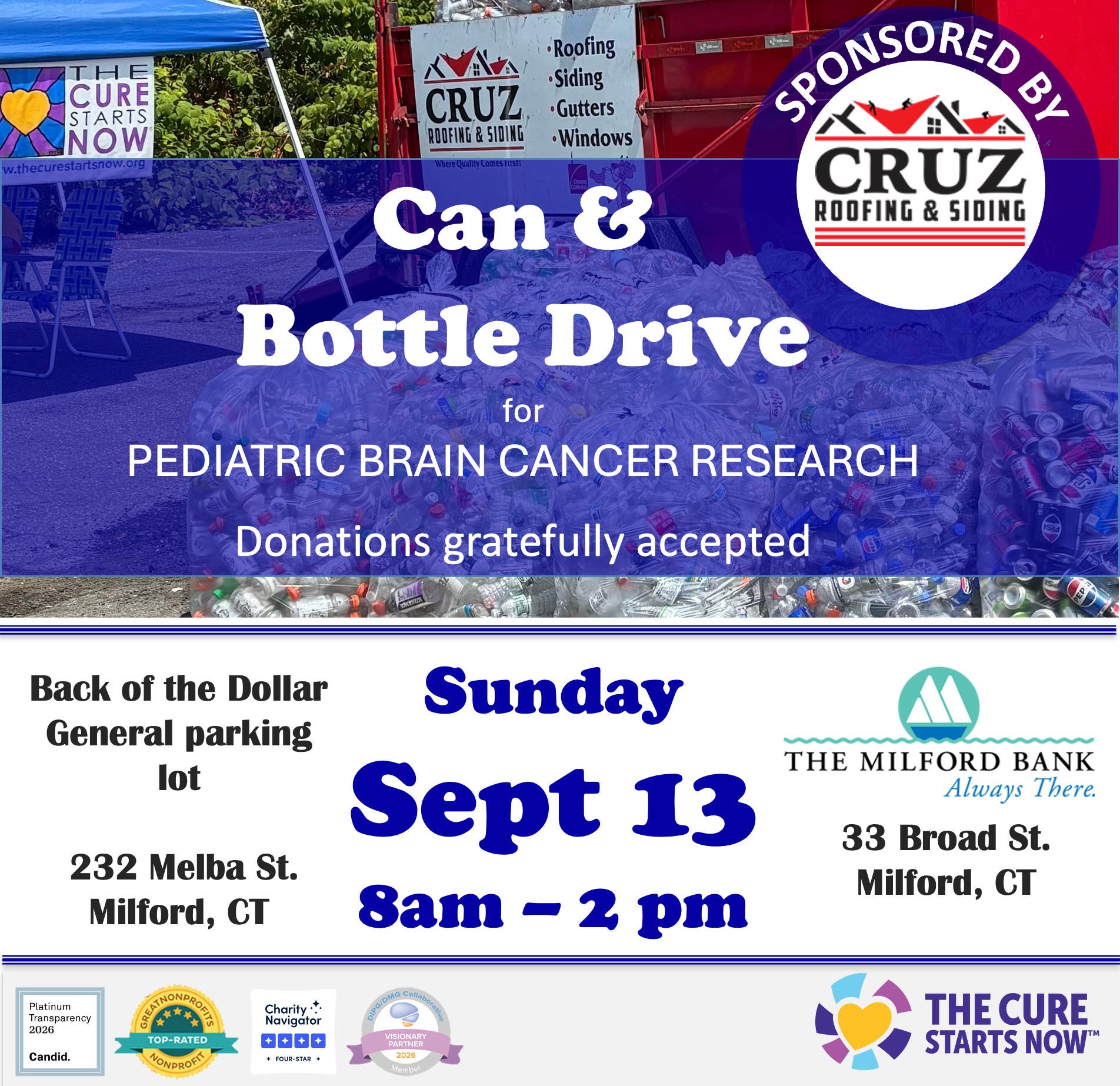 Can and bottle drive for pediatric brain cancer research