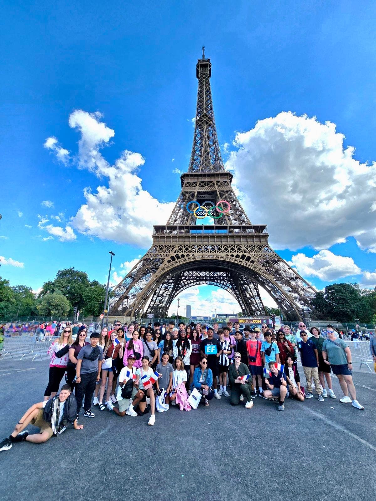 Students in front of Eiffel Tower