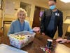 Residents at Porter Place thanked their nurses with handmade charm bracelets. From left to right: resident Joan Oberdorf and Porter Place nurse Breonka Garrott.