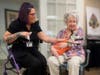 Goats chose cuddles over yoga poses at Artis Senior Living of Bridgetown.