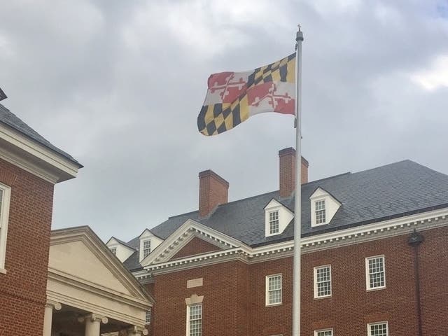 Maryland State Senate with state flag, Annapolis, October 2017