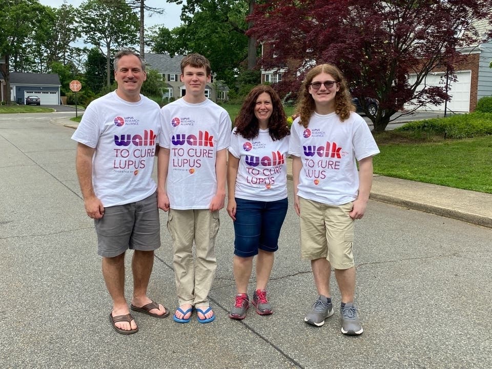 Michael (from left), Noah, Michelle and James Lederman of South Orange. Michelle and James have lupus and will be at the Walk With Us To Cure Lupus on Saturday at MetLife Stadium to benefit Lupus Research Alliance. 