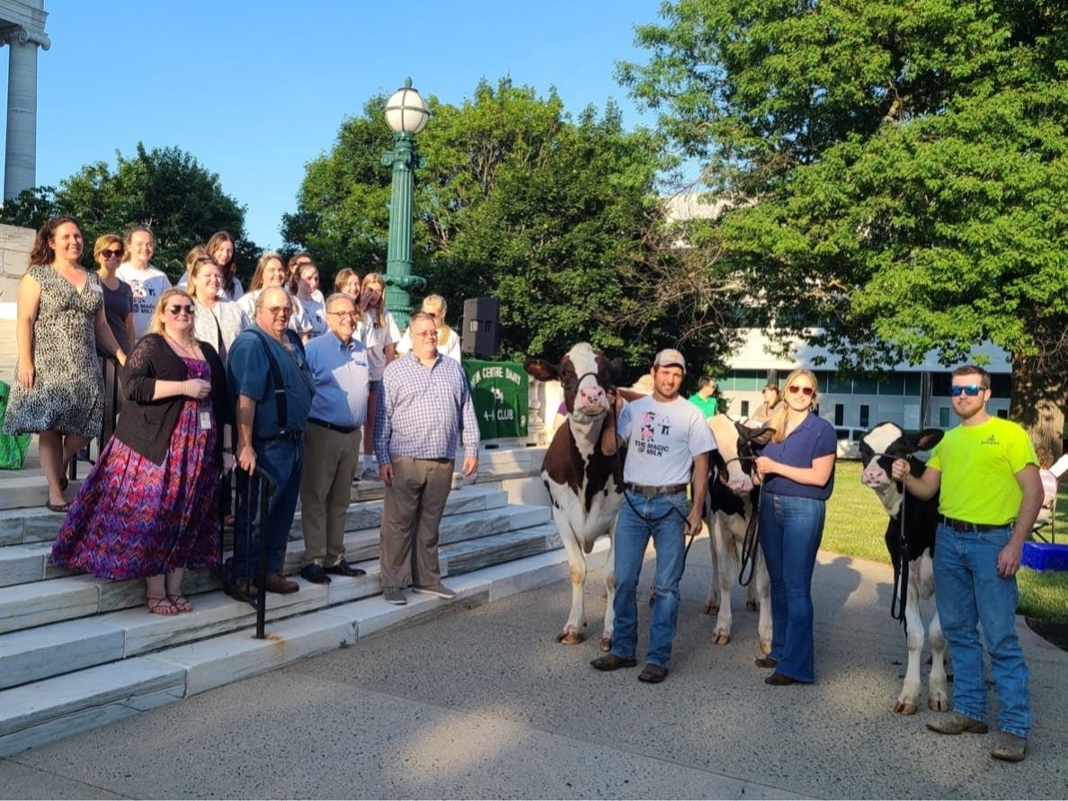 New Centre Dairy Members, Alumni, and Anniversary Speakers.This year, club alumni and local officials spoke on the history of the club and the county agricultural industry, and the importance of the dairy business with current food scarcity issues.
