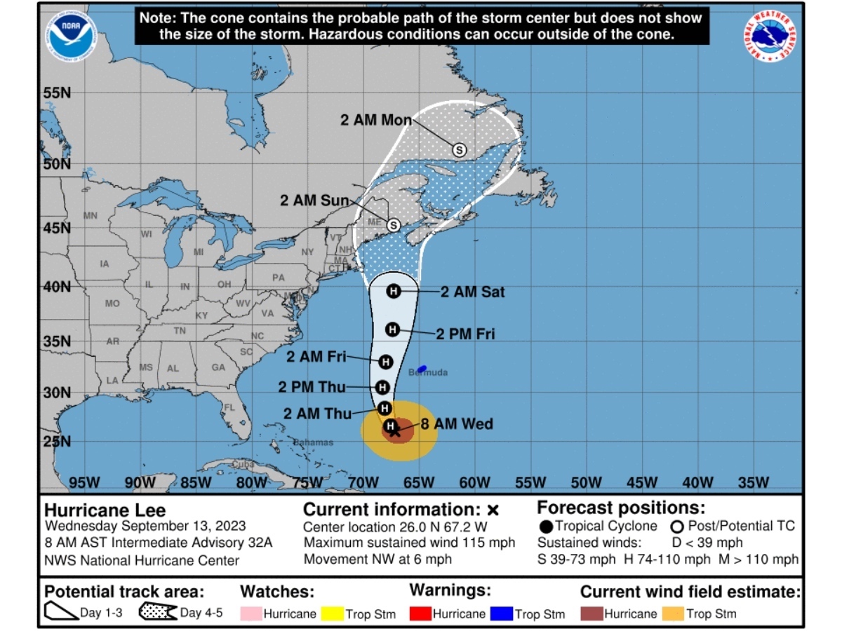 There is a danger for life-threatening rip currents​ to develop Wednesday and Thursday at local beaches as Hurricane Lee , National Weather Service forecasters said. 