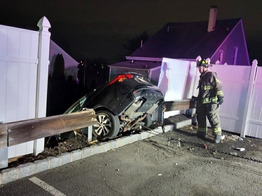 Car Left Dangling Over Retaining Wall After Passaic County Crash ...